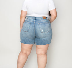 Judy Blue Full Size High Waist Rhinestone Decor Denim Shorts