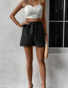 Tie Belt Lace Trim Shorts