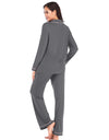 Collared Neck Long Sleeve Loungewear Set with Pockets