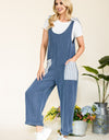 Celeste Full Size Stripe Contrast Pocket Rib Jumpsuit