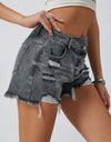 Asymmetrical Distressed Denim Shorts