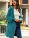 Open Front Fuzzy Cardigan with Pockets