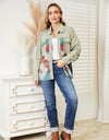 Dropped Shoulder Long Sleeve Printed Denim Jacket