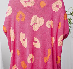 Graphic Batwing Sleeve Round Neck Sweater