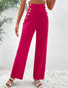 Buttoned Wide Waistband Wide Leg Pants