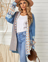 Geometric Open Front Long Sleeve Cardigan