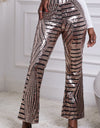 Sequin Striped High Waist Bootcut Pants