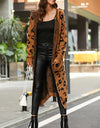 Leopard Hooded Cardigan with Pockets