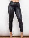 Matte PU Leather Buttoned Long Pants