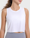 Drawstring Cutout Round Neck Active Tank