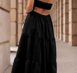 Tiered Crisscross Spaghetti Strap Dress