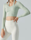 Halter Neck Long Sleeve Cropped Sports Top