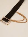 PU Leather Wide Belt with Chain