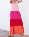 Color Block Tiered Maxi Skirt