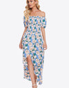 Floral Off-Shoulder Slit Maxi Dress