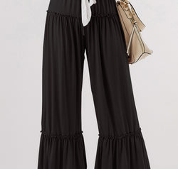 Tied Frill Ruched Bootcut Pants