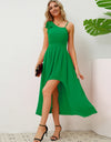 Bow Asymmetrical Neck Sleeveless Dress