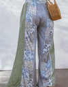 Mixed Print Pull-On Wide Leg Pants