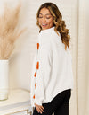 Flower Dropped Shoulder Open Front Cardigan