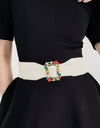 Multicolored Leaf Buckle Elastic Belt