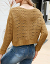 Open Front Cuffed Cropped Cardigan