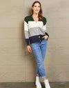 Woven Right Color Block V-Neck Button Down Cardigan