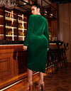 Plus Size Surplice Long Sleeve Wrap Dress