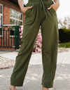 Drawstring Elastic Waist Pants with Pockets