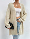 Open Front Dropped Shoulder Slit Cardigan