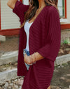 Striped Open Front Knit Cardigan