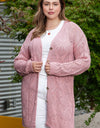 Plus Size Openwork V-Neck Long Sleeve Buttoned Cardigan