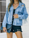 Distressed Fringe Denim Jacket