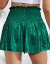 Glitter Smocked High-Waist Shorts