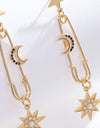 Inlaid Pearl Star and Moon Drop Earrings