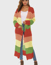 Color Block Long Sleeve Pocketed Cardigan
