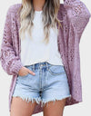 Openwork Open Front Long Sleeve Cardigan