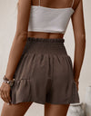 Tie Front Smocked Waist Shorts