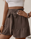 Tie Front Smocked Waist Shorts