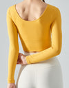 Halter Neck Long Sleeve Cropped Sports Top