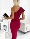 One-Shoulder Slit Bodycon Dress