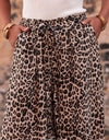 Leopard Drawstring Wide Leg Pants