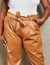 HEYSON Powerful You Full Size Faux Leather Paperbag Waist Pants