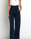 Tie Front Paperbag Wide Leg Pants