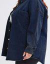 Plus Size Snap Down Pocketed Denim Jacket