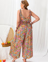 Plus Size Printed Wide Leg Sleeveless Jumpsuit