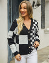 Plaid V-Neck Dropped Shoulder Cardigan