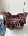 Printed Tassel Detail Tote Bag