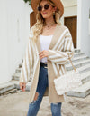 Woven Right Two-Tone Open Front Fuzzy Longline Cardigan