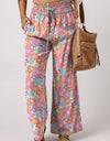 Drawstring Printed Wide Leg Pants