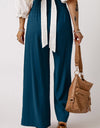 Drawstring Smocked Waist Wide Leg Pants